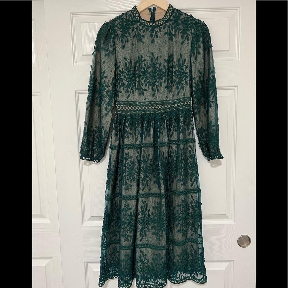 Ivy City Co Sicily Dress in hunter green color.